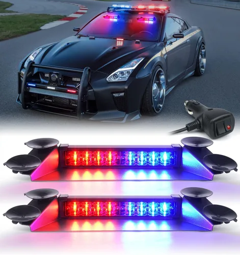 Vista 9 de LUMENIX Barras de Luces Estroboscópicas LED de Emergencia para Salpicadero de Aluminio, Advertencia de Seguridad para Parabrisas Delantero