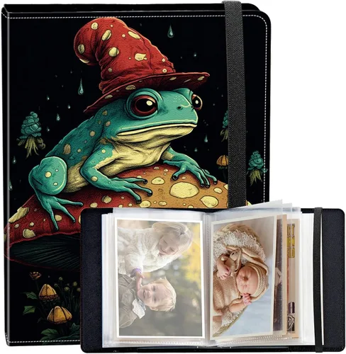 Vista 32 de Álbum de fotos de 3.5 x 5 pulgadas, cubierta de piel sintética de pequeña capacidad, mini álbum de fotos de águila americana de 3.5 x 5 con banda
