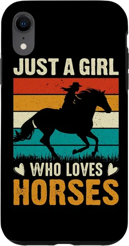 Vista 9 de iPhone 12 mini - Carcasa para iPhone 12, diseño retro con texto en inglés "Just A Girl Who Loves Horses