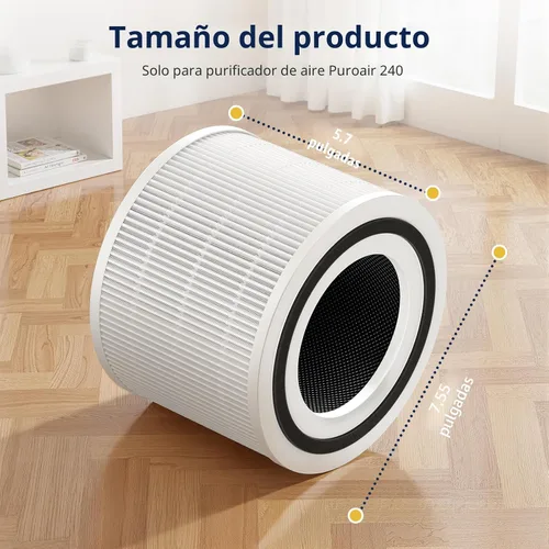 Vista 4 de 240 Filter Replacement Compatible with Puroair 240 Air Purifier, 3-IN-1 240 Air Filter for Puro, High-efficiency Activated Carbon, 2 Pack, White