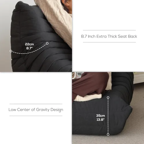 Vista 5 de N&V Silla Fireside, sofá de suelo sin brazos de mediados de siglo, silla de microfibra suave de alta calidad, sofá de espuma para sala de estar
