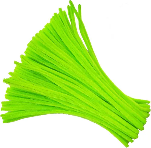Vista 4 de 100 piezas de tallos de felpilla mullidos limpiapipas para artes y manualidades (verde)