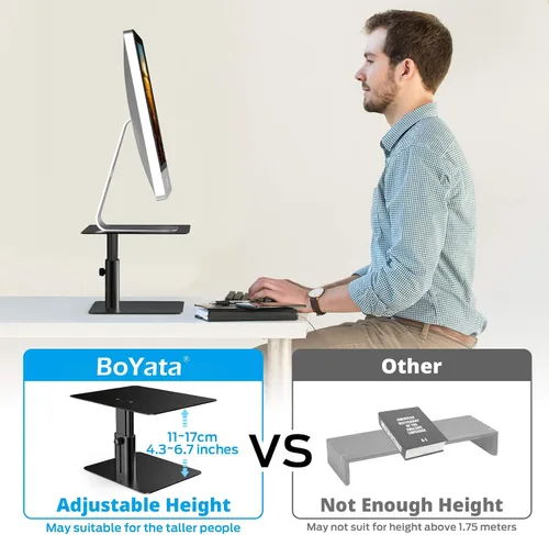 Vista 4 de Soporte de Monitor BoYata, Soporte Ajustable de Elevación de Monitor de Metal Compatible con TV, PC, Laptop, Computadora, iMac y Todas las Pantallas