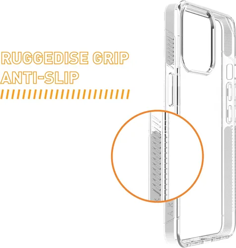 Vista 4 de ARMOR Funda Signature para iPhone 14 (transparente con cinta gris)