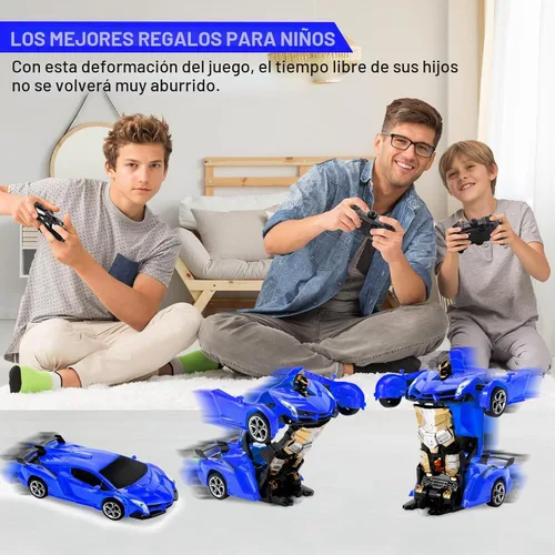 Vista 3 de Blackma Carro a Control Remoto – Transformar, Deformación con Un Botón y Deriva Giratoria de 360°, Carro RC Robot Transformable con Luz LED, Regalos