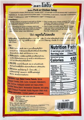 Vista 2 de Lobo Thai Satay - Mezcla de condimentos (mezcla de condimentos marinados y salsa de maní), paquete de 3