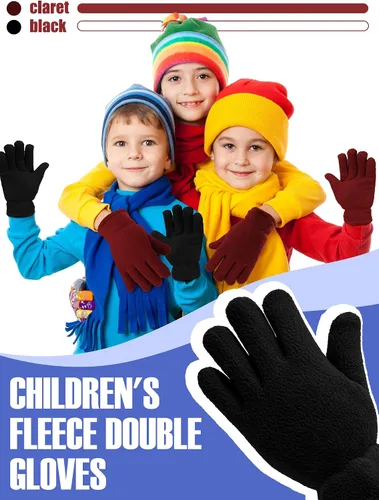 Vista 5 de SATINIOR 3 pares de guantes de invierno de forro polar para niños y niñas, guantes cálidos para niños y niñas, suministros de actividades al aire