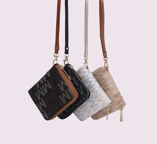 Vista 7 de MKF - Cartera de pulsera para mujer múltiples ranuras para tarjetas bolso de piel sintética correa extraíble