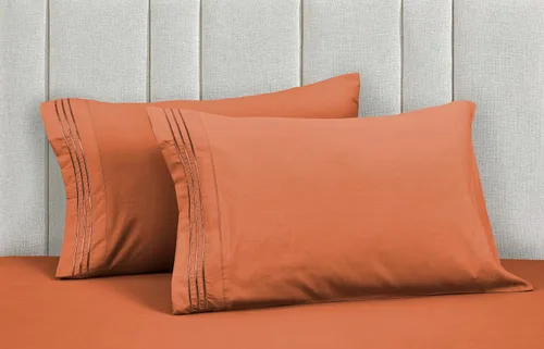 Vista 50 de Mocassi Juego de sábanas de lujo de 4 piezas, calidad prémium de hotel de 1800 hilos, ajuste fácil, sábanas y fundas de almohada resistentes a