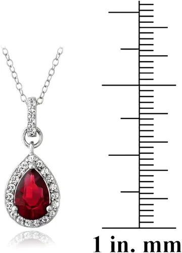 Vista 3 de Sterling Silver Synthetic Gemstones & White Sapphire Teardrop Dangling Necklace for Women Girls