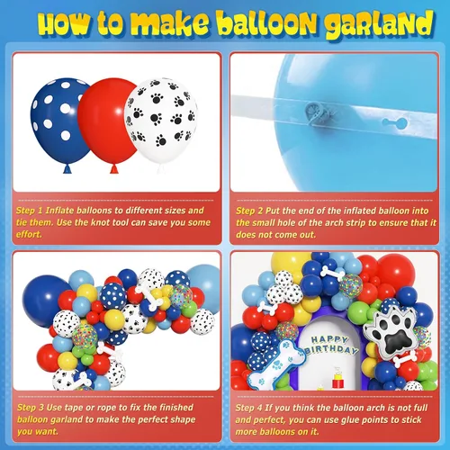 Vista 4 de Amandir Kit de arco de guirnalda de 155 globos con globos de pata de perro con impresión de hueso de perro en papel de aluminio, globos de pata