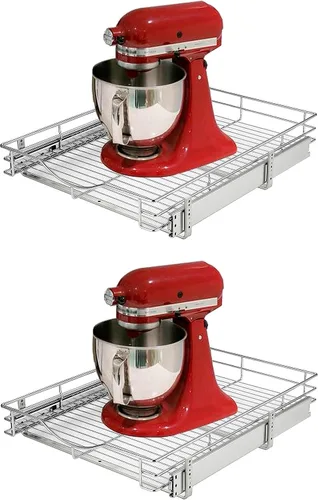 Vista 9 de DINDON Organizador de gabinete extraíble (11 pulgadas de ancho x 18 pulgadas de profundidad), cajones extraíbles para armarios de cocina, estantes