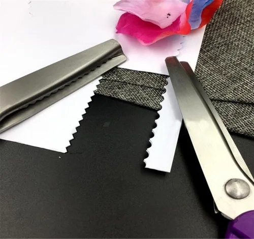 Vista 4 de Tijeras profesionales de costura para costura, tijeras profesionales de acero inoxidable con agarre cómodo, cuchillas dentadas y festoneadas