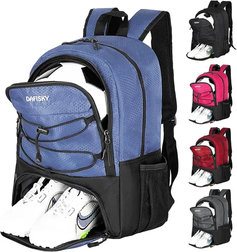 Vista 9 de DAFISKY Mochila de fútbol juvenil – Bolsa de fútbol con zapatos y compartimento para pelotas Bolsa deportiva para baloncesto, voleibol, fútbol