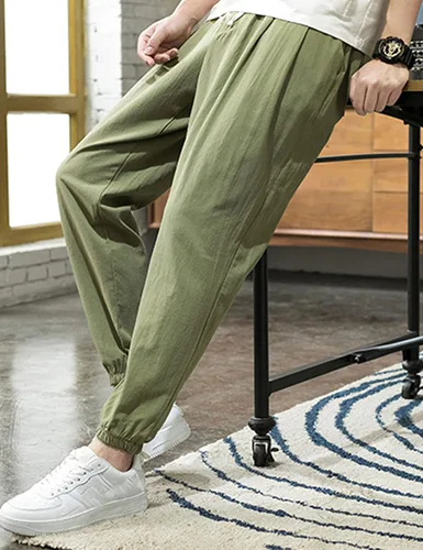 Vista 4 de Zontroldy Pantalones de algodón y lino para yoga, golf, playa, jogger, sudor, descanso, harem, pantalones