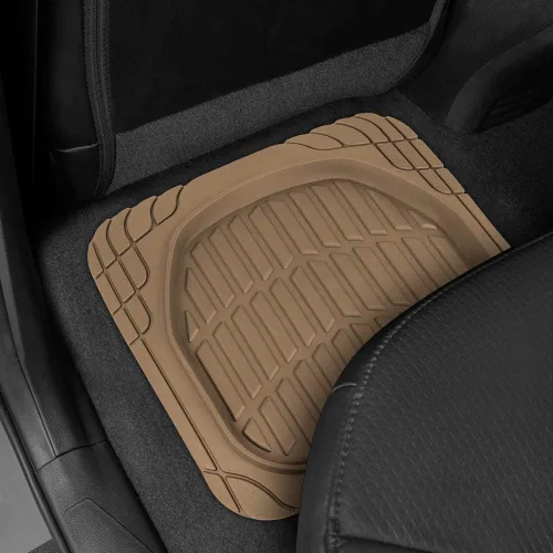 Vista 4 de Cat ToughRide - Tapetes de goma resistentes de 3 piezas para todo el año, para automóvil, camión, camioneta, SUV, color negro, ribete prémium