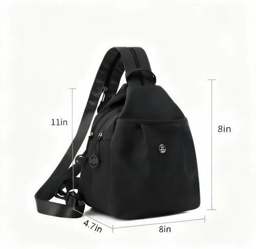 Vista 2 de Mini bolsa impermeable de 2 vías, mochila pequeña Oxford con múltiples compartimentos, para mujeres, universitarios, viajeros, viajes con antirrobo