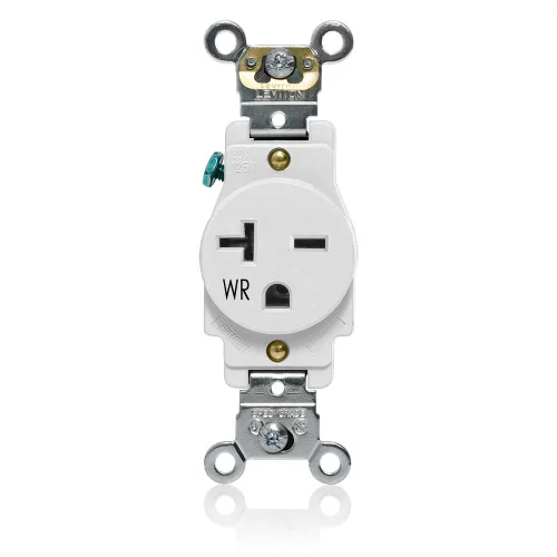 Vista 7 de Leviton Salida de un solo receptáculo, resistente a la intemperie, 20 amperios, 250 voltios, grado de especificación industrial de servicio pesado
