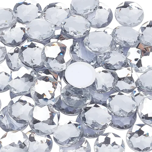 Vista 12 de FINGERINSPIRE 30 diamantes de imitación acrílicos redondos con parte trasera plana de 1.181 in con contenedor, gemas circulares de cristal Ab