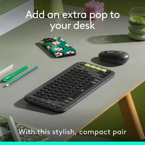 Vista 2 de Logitech POP ICON Combo, combo de teclado y mouse Bluetooth, escritura cómoda, teclas y botones programables, clics silenciosos, Easy-Switch hasta 3