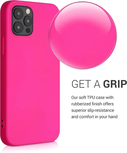 Vista 4 de kwmobile Funda compatible con Apple iPhone 12 / iPhone 12 Pro - Funda protectora delgada de silicona TPU - Rosa neón