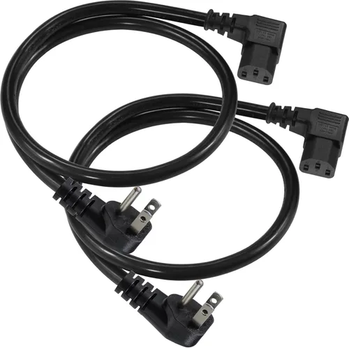 Vista 11 de [Paquete de 2] Cable de alimentación para computadora de 90 grados, enchufe plano de perfil bajo de 1 pie a cable de alimentación IEC C13 en ángulo