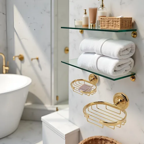 Vista 8 de Garosa Jabonera de baño para ducha, barra de metal, soporte para jabón, soporte para esponja, cesta antigua para baño, cocina, instalación