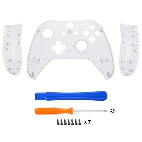 Vista 3 de eXtremeRate Transparent Clear Faceplate Side Rails for Xbox One Wireless Controller Model 1708, Replacement Front Housing Shell Panels for Xbox One