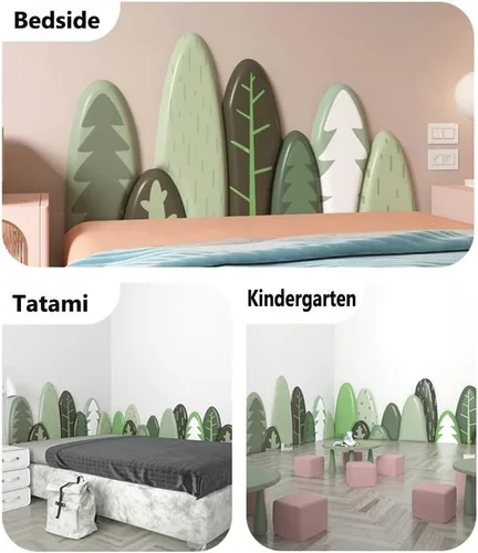 Vista 4 de Adhesivos de pared anticolisión, acolchado de pared de poliuretano, autoadhesivo, paneles de pared 3D, acolchado de pared para habitación