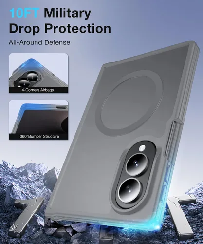 Vista 6 de NO.1 Magnetic for Samsung Galaxy Z Fold 8 Case with MagSafe [Military Grade Drop Tested][Translucent Matte][Anti-Fingerprint] Soft Silicone Bumper