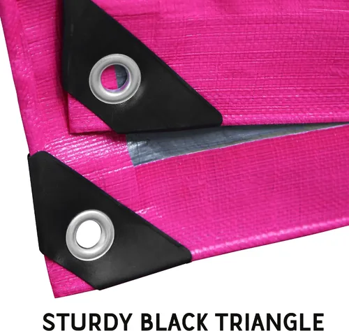 Vista 2 de STARPYNG-12 Mil Pink/Silver 5x20 Feet Tarp-Heavy Duty Poly Tarp-Cover,Waterproof, UV Resistant, Weather Resistant, Cover Cars, Boats