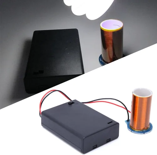 Vista 4 de ViaGasaFamido Mini bobina Tesla, bobina seca con batería de plasma de altavoz de plasma transmisión inalámbrica para experimentos Instalación