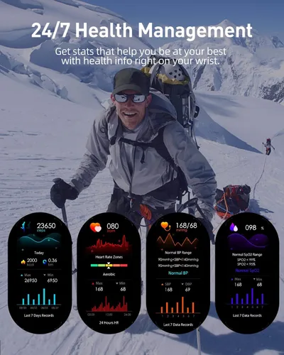 Vista 5 de Reloj inteligente con pantalla HD de 1.85 pulgadas, rastreador de ejercicio/llamada Bluetooth/modo deportivo, relojes inteligentes tácticos para 2