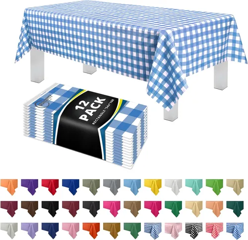 Vista 16 de Mantel de plástico de alta calidad - 54 in. x 108 pulgadas. Grandipity - Mantel rectangular (6 y 12 unidades), Agua (Aqua)