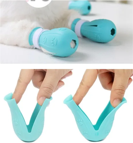 Vista 6 de Botas ajustables de silicona a prueba de arañazos para baño y aseo Rehabilitación de enfermería, botas de gato solo para gatos, ajustables