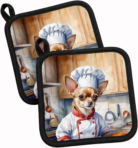 Vista 85 de Caroline's Treasures Coton de Tulear El Chef Par de Agarraderas de Ollas de Cocina Resistentes al Calor Juegos de Agarraderas de Ollas Almohadillas