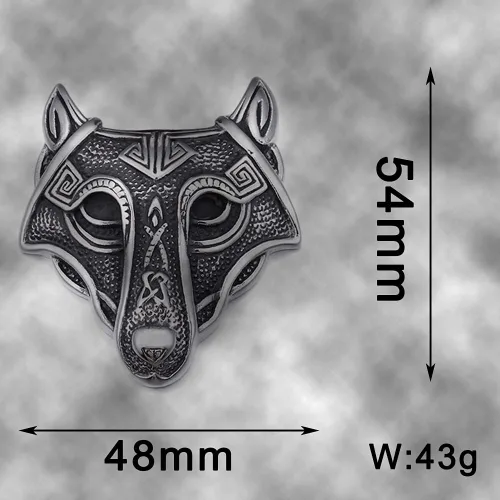 Vista 2 de Collar con colgante de lobo vikingo, cadena de rey bizantino para hombre, cadena de repuesto de 3.9in, amuleto de fenrir de acero de titanio sólido