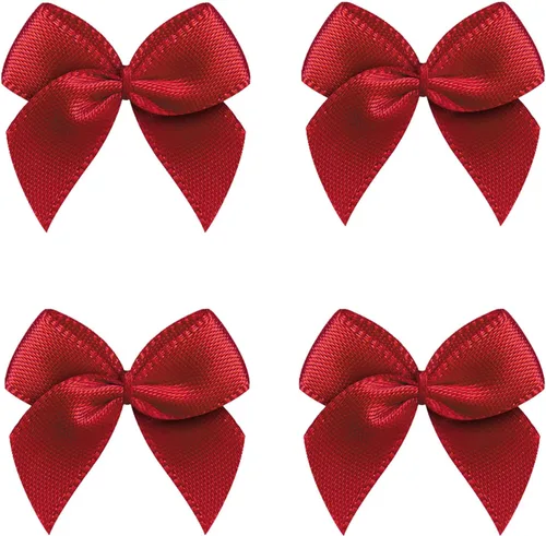 Vista 6 de VIVIQUEN 50 mini lazos de satén de cinta de flores de 0.984 in x 1.024 in, apliques de bricolaje para costura, álbumes de recortes, boda, regalo