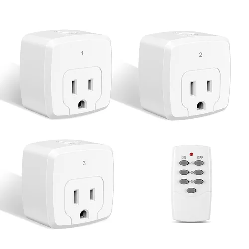 Vista 10 de HBN - Enchufe con control remoto inalámbrico con 2 controles de interruptor individuales, enchufes de diseño compacto hasta 100 pies de alcance