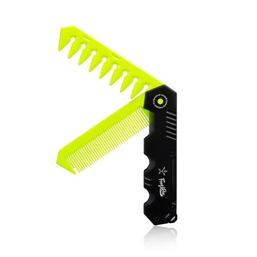 Vista 8 de Bolsillo portátil de viaje plegable 2 en 1 peine de plástico para peinar el cabello negro Dense Tooth Wide Tooth Braiding Sparse Hair Texture