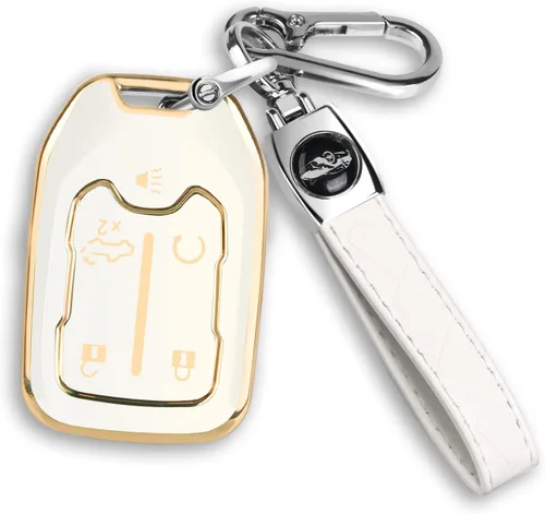 Vista 19 de MILD EAST for GMC Key Fob Cover 5 Button with Keychain(Black/Blue)