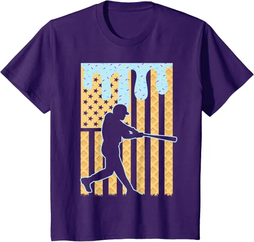Vista 68 de Camiseta de béisbol Drip Boys Dripping Ice Cream Baseball American Flag, Negro -, Pequeña