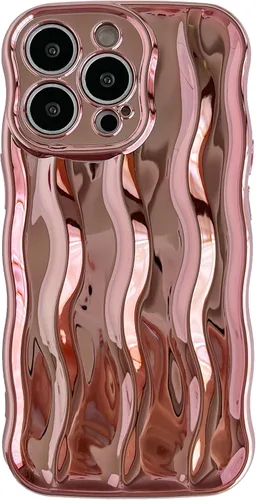 Vista 12 de Caseative Funda para iPhone 13 Pro, funda suave con marco de onda rizada con patrón de ondulación de agua (verde) Water Ripple Pattern Curly Wave