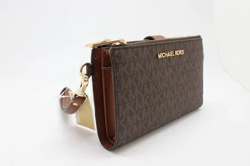 Vista 6 de Michael Kors - Cartera de viaje con doble cremallera de PVC marrón