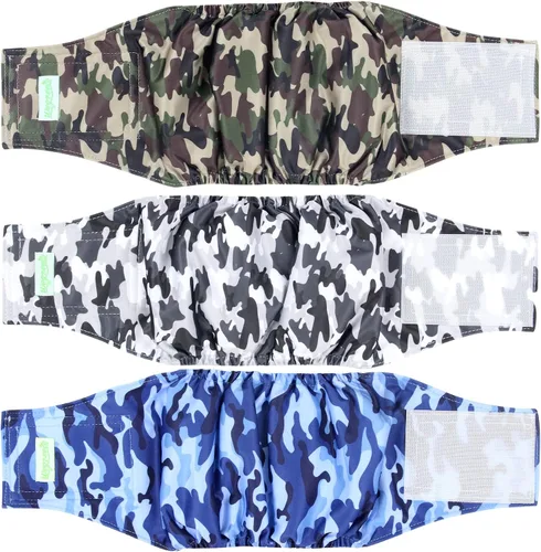 Vista 20 de Pañales para perro macho Wegreeco, lavables (paquete de 2), envoltorio para vientre lavable para perro macho, multicolor/fantasía (JEANS)