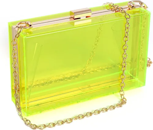 Vista 18 de WJCD - Bolso de mano de acrílico transparente para mujer, bolso de hombro con correa de cadena de dorada desmontable Premium Acrylic, Stadium
