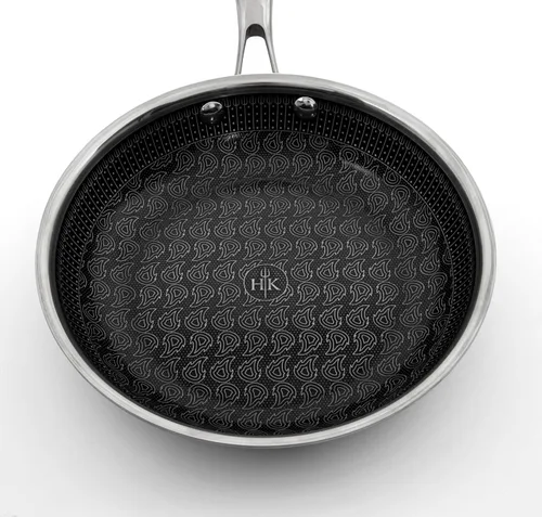 Vista 7 de Hell's Kitchen Sartén Híbrida de 8", Acero Inoxidable Tri-Clad y Cerámica Antiadherente Libre de PFAS, sin PFOA, sin PTFE, sin Teflón, Batería