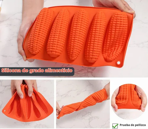 Vista 3 de Webake Juego de 2 moldes de silicona para pan de mazorca de maíz para hornear maíz para perros, pan de maíz del sur