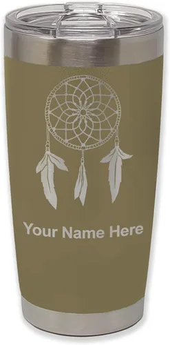 Vista 36 de LaserGram Vaso aislado al vacío de 20 onzas, atrapasueños, grabado personalizado incluido (negro) Engraved Gift, Vacuum Insulated Stainless Steel