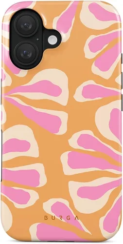Vista 35 de BURGA-Funda p/teléfono compatible c/iPhone 14 Plus, carcasa rígida híbrida de 2 capas + Funda protectora de silicona, almendras latte a lunares